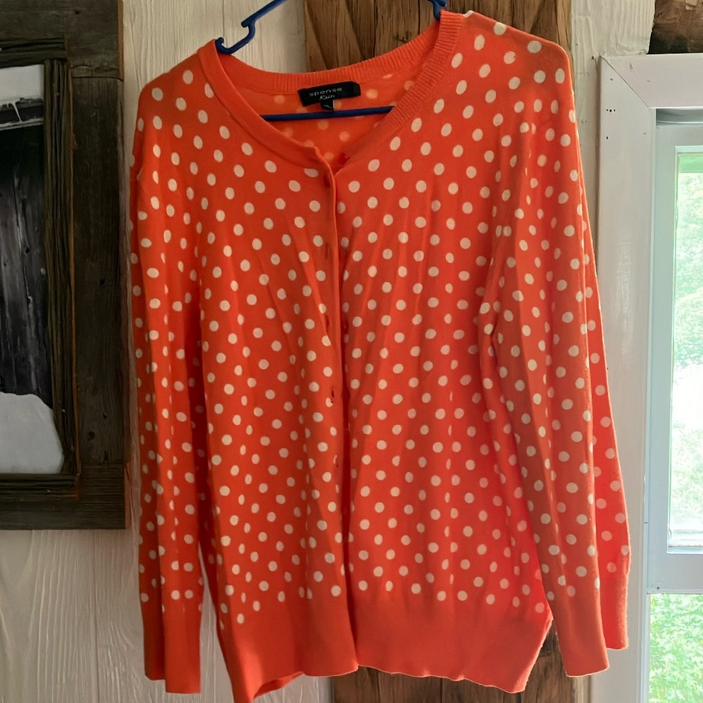 Orange Polka Dot Sweater Spense  knits xl